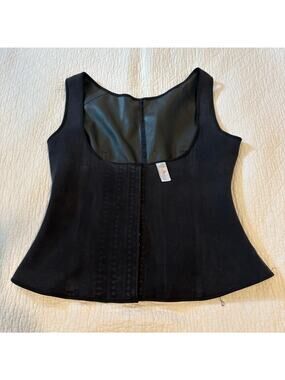 ANN MICHELL Columbian Shapewear Waist Trainer Vest Blk Sz US 3XL Latex 3 Hooks